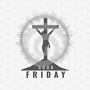 Good friday background with cross and crown of thorns