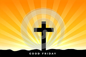 Good friday blessing background with cross and sun rays