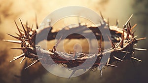 Good Friday. Crown of thorns. Easter holiday. Crucifixion, resurrection of Jesus Christ. Gospel, salvation