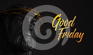 Good Friday Gold Text Jesus Christ Statue with Crown of Thorns 3
