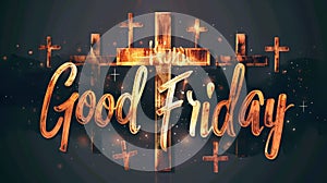 Good Friday - lettering calligraphy with cross or crucifix. Christian religious holiday