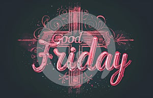 Good Friday - lettering calligraphy with cross or crucifix. Christian religious holiday