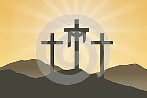 Good friday religious christian background design. Crucifix on hill.