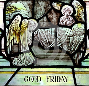 Good Friday in stained glass (Jesus Christ crucified) photo