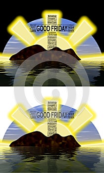 Good Friday Sunse and Sunriset Word Art Concept Image