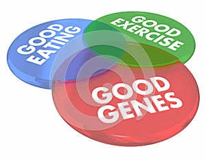 Good Genes Eating Living Long Life Health Venn Diagram 3d Illustration