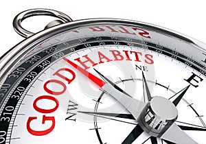 Good habits red message on conceptual compass photo