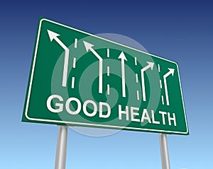 Good health road sign 3d illustration