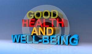 Good health and wellbeing on blue