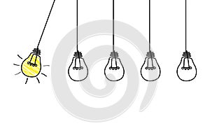 Good idea. Banner light bulb idea concept, creative concept light bulb drawn for stock. Flat style. Vector