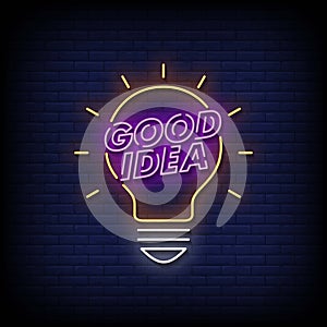 Good Idea Neon Signs Style Text Vector