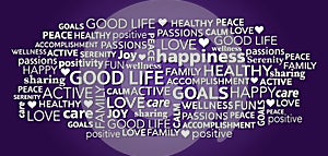 Good life positivity word tag cloud