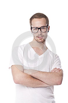 Good Looking Man With Retro Nerd Glasses