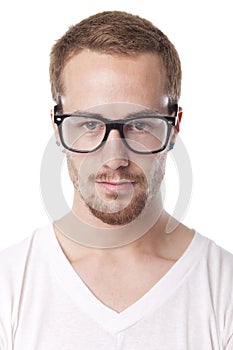 Good Looking Man With With Retro Nerd Glasses