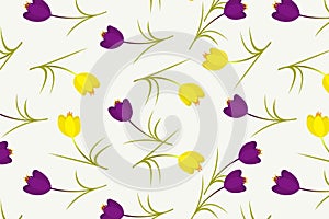 Yellow and violet color flowers pattern design