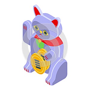 Good luck cat icon, isometric style