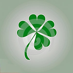 Good luck four leaf clover flat icon for apps and websites. Green icon isolated on white background. Clover silhouette