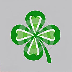 Good luck four leaf clover flat icon for apps and websites. Green icon isolated on white background. Clover silhouette