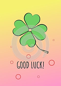 Good luck greeting card with color icon element