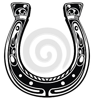 Good Luck Lucky Horseshoe. Vector template of Horseshoe