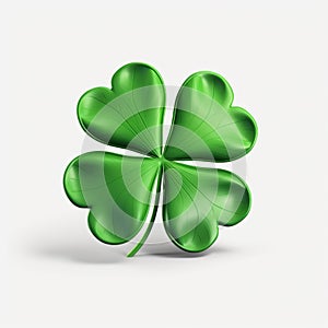 Good luck symbol. Green clover four leaf isolated on white background.