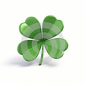 Good luck symbol. Green clover four leaf isolated on white background.