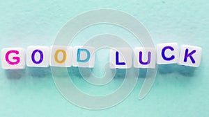 good luck text success wish gif cubes letters blue