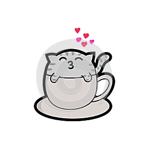 Good morning cute cats, greetings for loved ones or coffee lovers