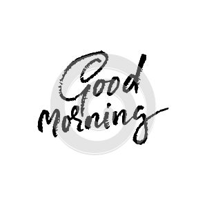 Good morning. Hand drawn lettering text. Handwritten calligraphy. Vector illustration.