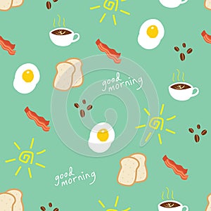 Good Morning icon element seamless pattern texture flat illustration