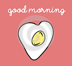 Good morning postcard with scrambler egg heart shape