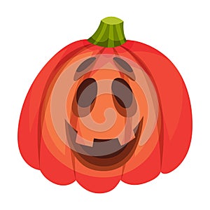 Good natured emotion on a pumpkin. Vector illustration.