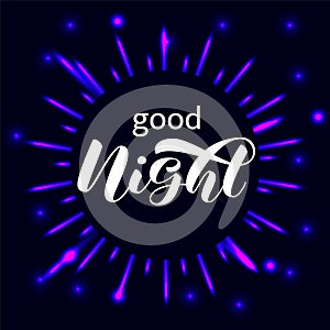 Good Night brush lettering. Vector stock illustration for card