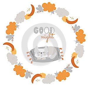 Good night cat vector