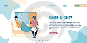 Good night children sleep rest landing page design