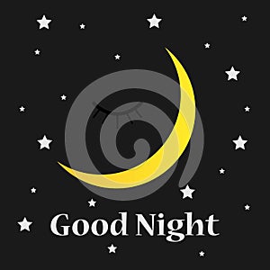 Good Night. Hand drawn typography poster. Card good night vector image