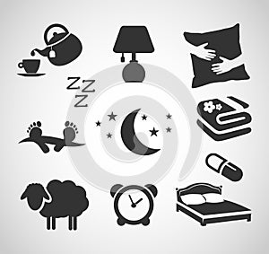 Good night - sleep icon set vector