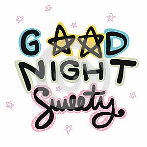 Good night sweety cute word and star vector
