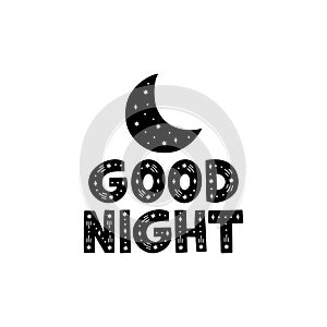 Good night vector hand drawn lettering