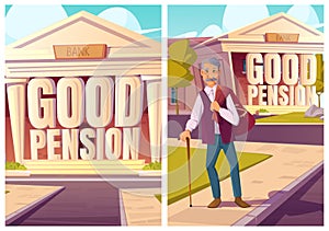 Good pension, fund savings capital cartoon posters
