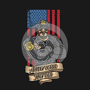 Good police with american flag background