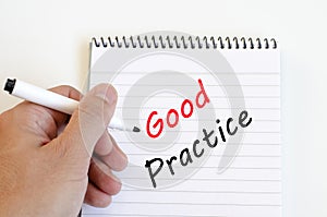 Good practice text concept on notebook