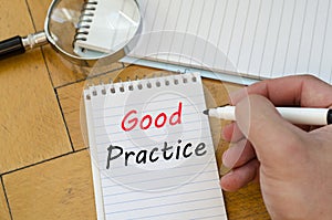 Good practice text concept on notebook