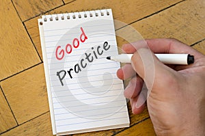 Good practice text concept on notebook