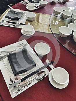 Good restaurant design interior. A chinesee style table manner photo