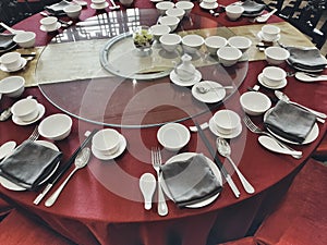 Good restaurant design interior. A chinesee style table manner photo