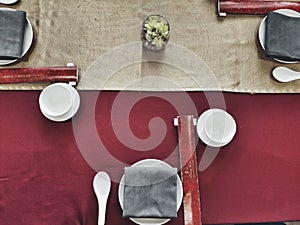 Good restaurant design interior. A chinesee style table manner photo