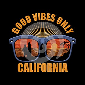 GOOD VIBES ONLY CALIFORNIA VECTOR ILLUSTRATION