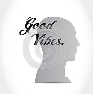 good vibes head sign concept illustration