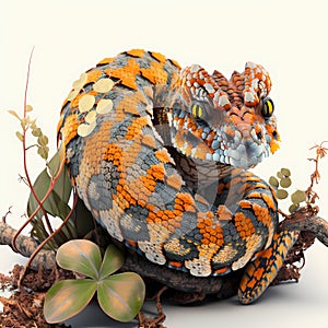 Good View Bush Viper Illustration. Generative AI